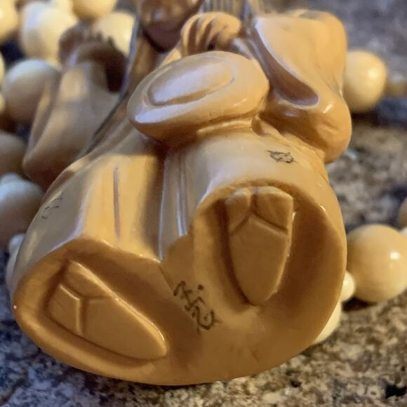 Celluloid Necklace w/ Netsuke Man Changing Faces Signed and Vintage - Picture 13 of 13